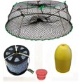 thumbnail image 1 of Tower Style Stainless Steel Prawn Trap with 1/4"x400' Non-Lead Sinking Rope, 11" Bullet Flaot & Bait Jar Combo, 1 of 1