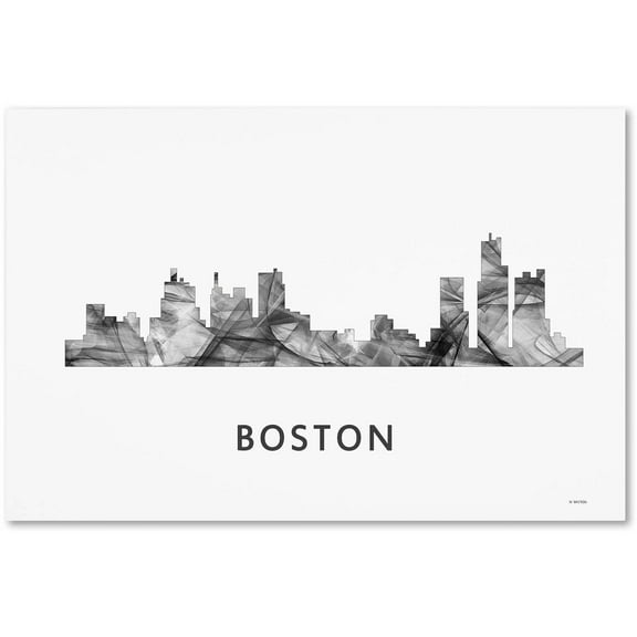 Trademark Fine Art 'Boston Mas Skyline WB-BW' Canvas Art by Marlene Watson