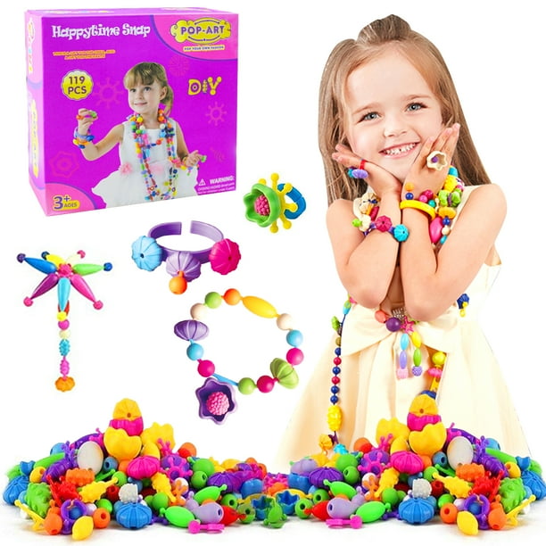 HANMUN Girls Toy Pop Snap Beads - Jewelry Marking Kit for Girls 5-7 ...