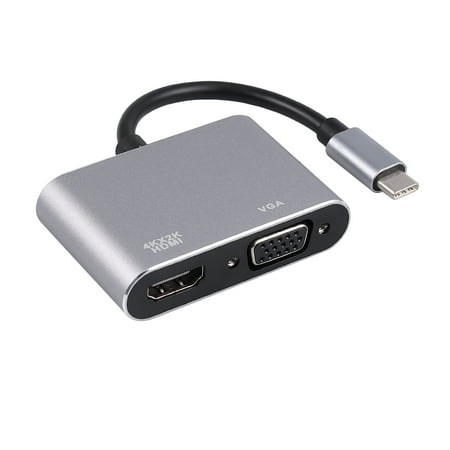 Ultra Rm Converter ESYNIC USB C To Hdmi Adapter USB 3.1 Type C To Vga Hdmi 4K UHD Converter Port HUB New ()