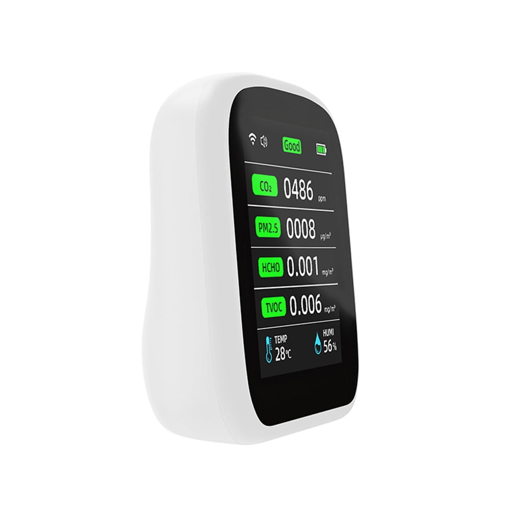 Quality Tuya Wifi Portable Air Quality Meter  PM1.0 PM2.5 PM10 CO2 TVOC HCHO Temperature And Humidity Tester LCD Color Screen Carbon Dioxide Detector With Time And Date Display