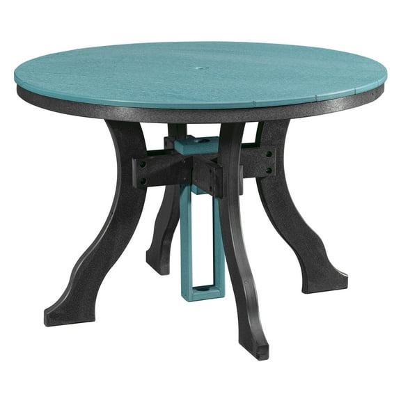 Round Dining Table - 30 Inch Blue Top, Black Base - Outdoor Patio Table