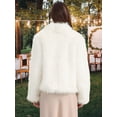 thumbnail image 4 of DARING DIVA Women's Faux Fur Cropped Jacket Open Front Shaggy Winter Outerwear L Apricot, 4 of 7
