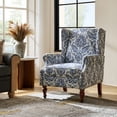 thumbnail image 2 of Tina's Home Upholstered Armchair Solid Rubber Wood Legs Transitional Living Room Bedroom Navy, 2 of 9