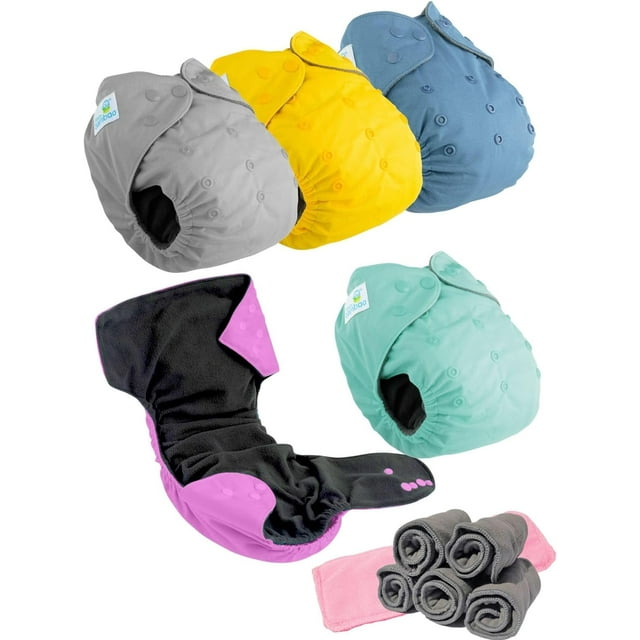 5 pañales premium niño interior de fibra de bambú + 5 insertos de bambú + 1 inserto de microfibra