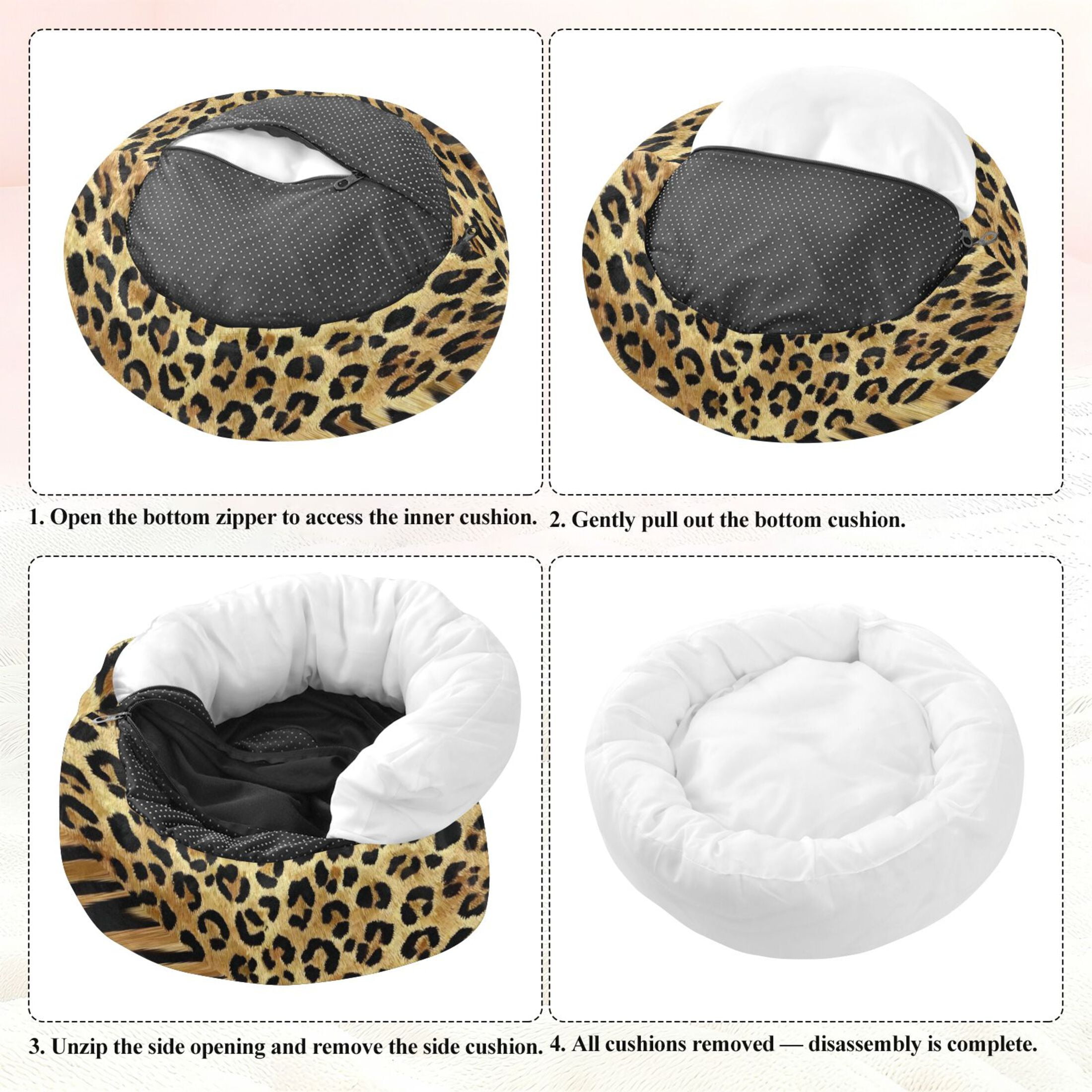 Iauyy Pet Couch Donut Cat Bed for Indoor Cats/Small Dogs Washable & Machine with Non-slip Bottom Calming Cat Furniture, Wild Beauty (M)
