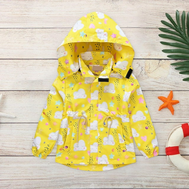 DPTALR Toddler Kids Baby Girls Cute Clouds Pattern Windproof Jacket Detachable Hooded Coat