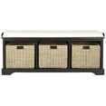 thumbnail image 3 of SAFAVIEH Lonan 3 Wicker Basket Storage Bench with Cushion Top, Black/White, 3 of 5