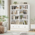 thumbnail image 2 of Homfa Double Row 5-Tier Bookshelf, 63'' Tall Bookshelf with 3 Drawers, 47'' Wide Bookcase for Office Living Room, White, 2 of 7