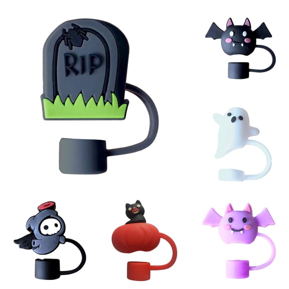 cbzote Halloween Themed Silicone Straw Cover Cap Cute 3D Topper for Cups Bottles Accessory Tumbler Water