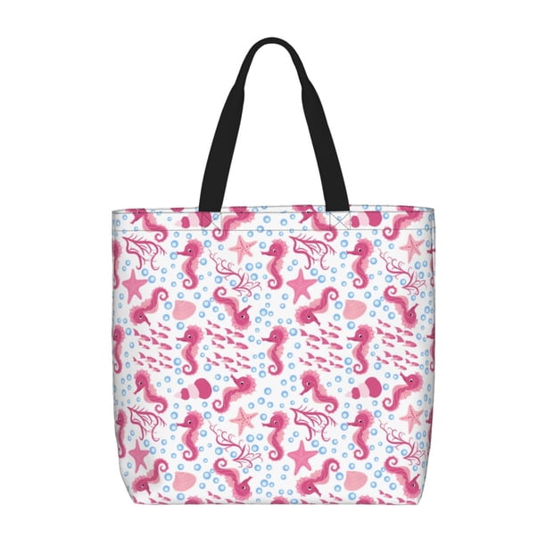 Easygdp Seahorse and Starfish Bolsa Tote para Mujer, Bolso de Hombro para Trabajo, Playa, Viajes, Compras y Supermercado
