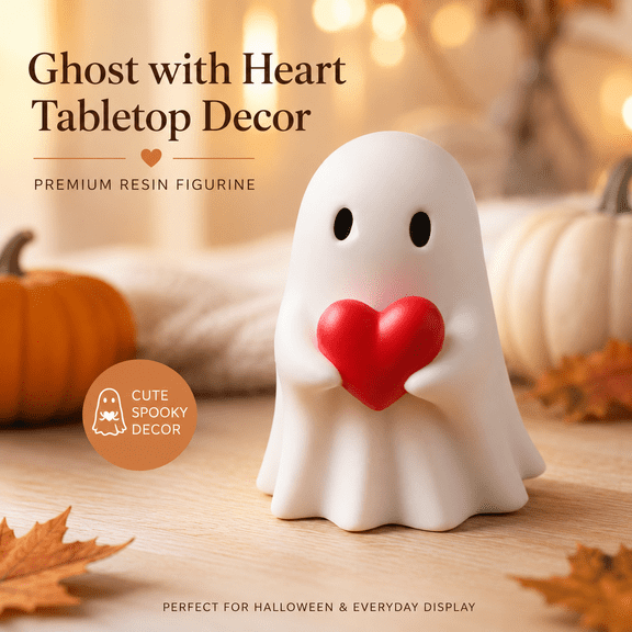 Cute White Soft Ghost Figurines as Desktop Ornaments, Mini Spooky Statue Decorations for Home Bedrooms, Living Rooms, Wall Shelves and Various Halloween Party Tabletop Layouts, White