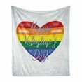 thumbnail image 1 of Vintage Rainbow Soft Flannel Fleece Blanket, Happy Valentine`s Day Words on Distressed Colorful Heart Gay Couples LGBTI, Cozy Plush for Indoor and Outdoor Use, 70" x 90", Multicolor, by Ambesonne, 1 of 6