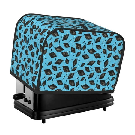

KLL Graduation Hats2 Print 2 Slice Toaster Dust Covers Kitchen Small Appliance Cover with 2 Pockets Can hold Jam Spreader Knife & Toaster Tongs (11.4 x 7.9 x 7.5)