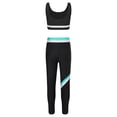 thumbnail image 4 of JanJean Girls Figure Skating Gymnastic Training Outfit Yoga Workout Suit Sleeveless U Neck Vest Top Black&Blue Green 10, 4 of 7
