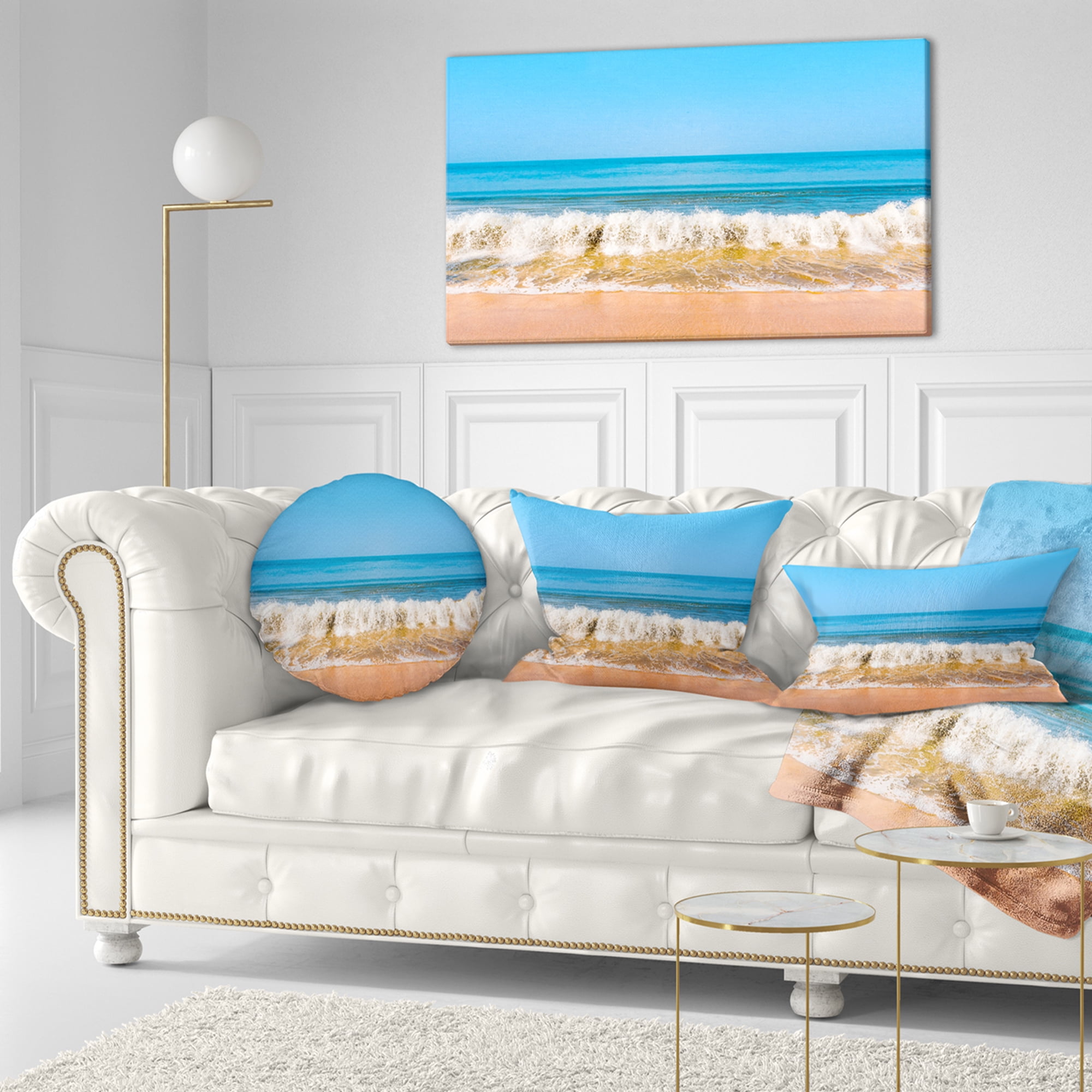 Designart 12" x 20" Blue Polyester Throw Pillow