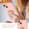 thumbnail image 2 of Case for iPhone 14 Plus Case with Ring Stand [360° Rotatable Ring Holder Magnetic Kickstand] [Support Car Mount] Plated Gold Edge Soft TPU Luxury Shockproof Protective Phone Case Cover, Pink, 2 of 14