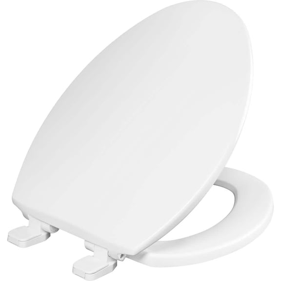 Kimball 2 Elongated Soft-Close Never-Loosens Plastic Toilet Seat in White