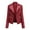 Red, variant on Cropped Jacket Women Faux Leather Lapel Zipper Biker Short Coat