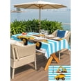 thumbnail image 5 of Outdoor Tablecloth with Umbrella Hole for Patio/Picnic/Party/Camping, Yellow Truck Waterproof Table Cloth Rectangle Table Cover Washable, Cartoon Blue Striped Farmhouse Modern Art (60"x 102"), 5 of 8