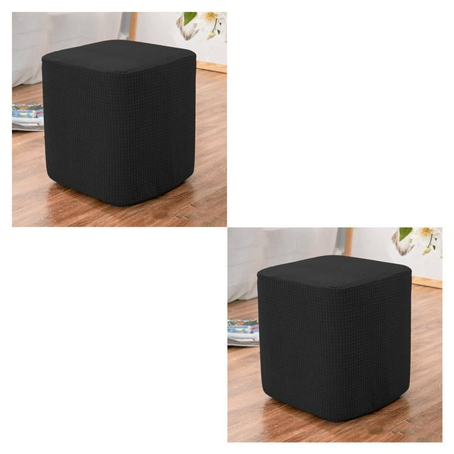Redempat Housses de Repose-Pieds Carrées 1/2/3 Housse Décorative Tabouret Noir 2 Pcs