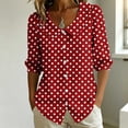 thumbnail image 3 of GERsome Womens 3/4 Sleeve Shirts Polka Dot Button Down Collared Tops for Casual Work Business Travel Wine M, 3 of 6