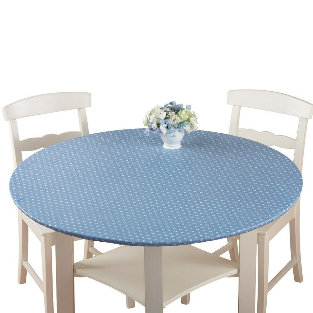 Fitted Elastic NoSlip Fit Table Cover with Soft Flannel Backing, Blue