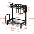 thumbnail image 3 of Double-Layer Drain Rack, Stainless Steel Dishware Rack with Removable Drip Tray, Black Kitchen Sink Dish Rack, Rust-Proof Countertop Supplies Storage Rack, 3 of 6