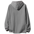 thumbnail image 4 of Mens UPF 50+ Sun Protection Jacket Hooded Long Sleeve Zipper Lightweight Quick Dry Windbreaker Fashion Athletic Top with Pockets Dark Gray 2 M, 4 of 6