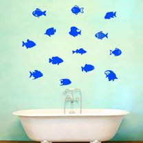 VWAQ School of Fish Wall Stickers - Pack of 14 Vinyl Decals - Version 2
