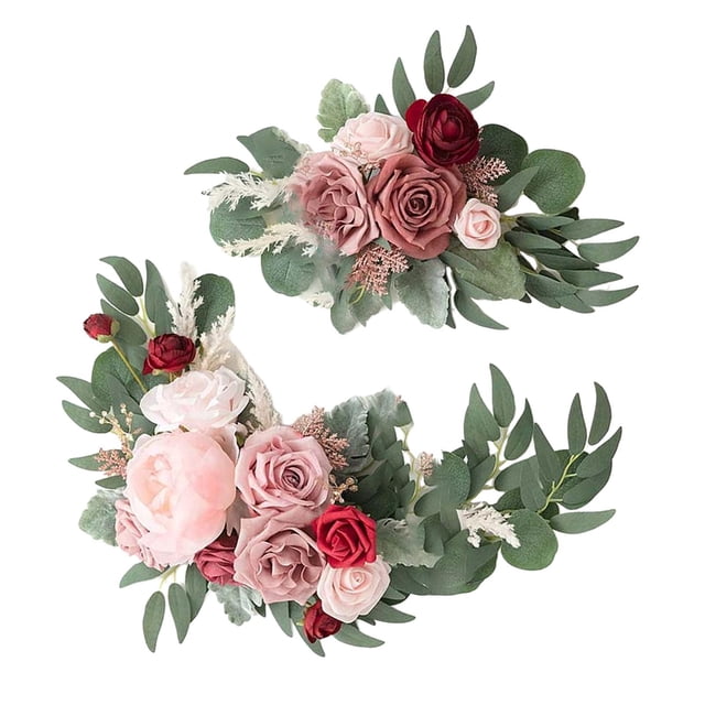Farmhouse Fake Rose Flower Swag Centerpiece Garland con artificiales Opción 5J Yuyangstore Corona colgante de puerta delantera
