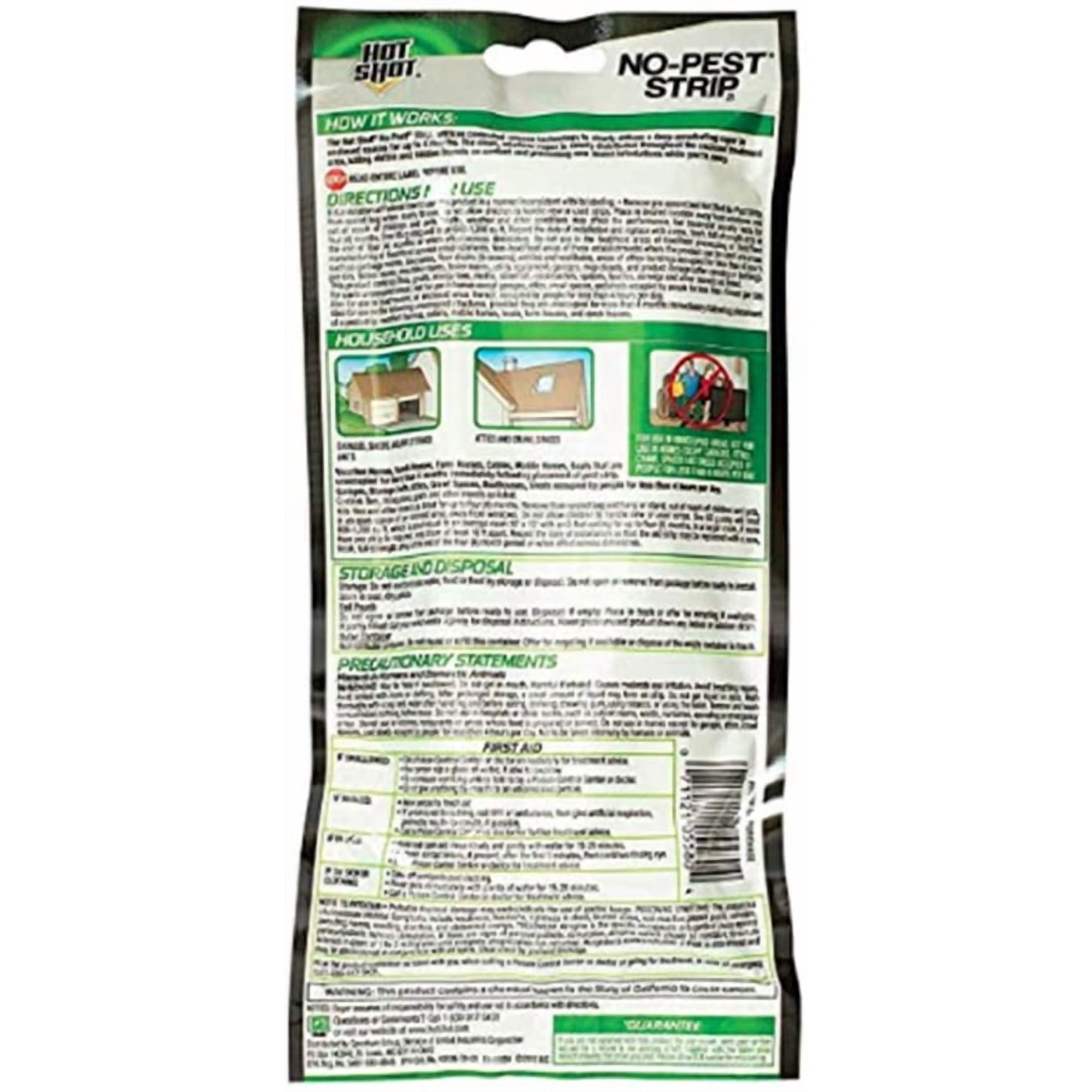 4-pack Hot Shot No Pest Strip Unscented Hanging Insect Repellent - Kills Flying & Crawling Pests - 4 Pack — Residential Use, Standard Application