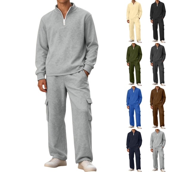 Blekii Mens Two Piece Jogger Set, Men's Two Piece Jogger Set, Casual Stylish Hoodie & Pants for Fall Winter, Activewear Gym Suit Casual Stylish Hoodie Pants Gym, Workout, Fall Wear, Winter Wear,