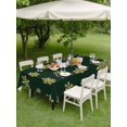 thumbnail image 3 of Outdoor Tablecloth with Umbrella Hole and Zipper, Christmas Rectangle Table Cloth 60x120 Inch Waterproof Tablecloth, Dark Green Winter Gold Snowflakes Textures Picnic Table Cover for Patio Camping, 3 of 7