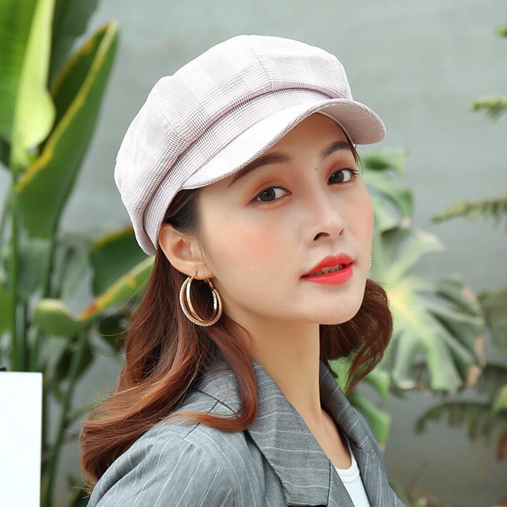 Women Retro British Style Plaid Berets 