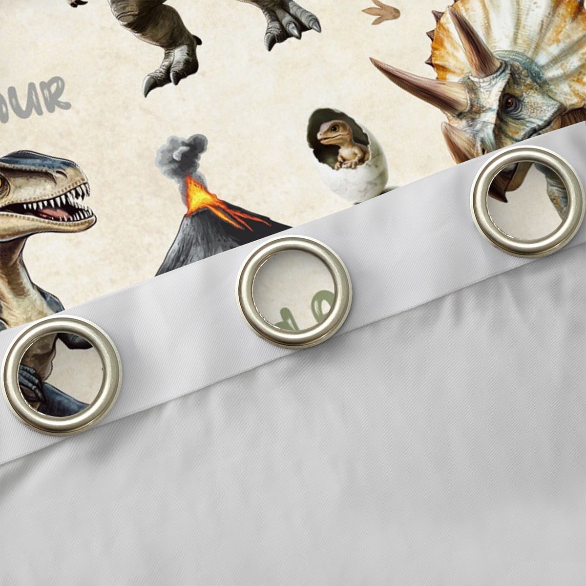 Homewish Ancient Dinosaur Curtains Pack of 2 (42x84 Each),Wild Dino Curtains Blackout,Beige Brown Bedroom Curtains For Boys Teens,Breathable Home Decor