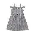 thumbnail image 7 of ITSAME Girls Slip Dress, Ruffle Waist-Cinching Plaid Print Summer Fashion Casual A-Line Dress Black 9-10T, 7 of 7