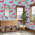 thumbnail image 4 of Crab Peel and Stick Wallpaper 23.6in x 9.8ft Red Crabs Swimming Light Blue Contact Paper Vinyl Waterproof Self Adhesive Wall Paper for Bedroom Shelf Cabinet Renter Friendly, 4 of 8