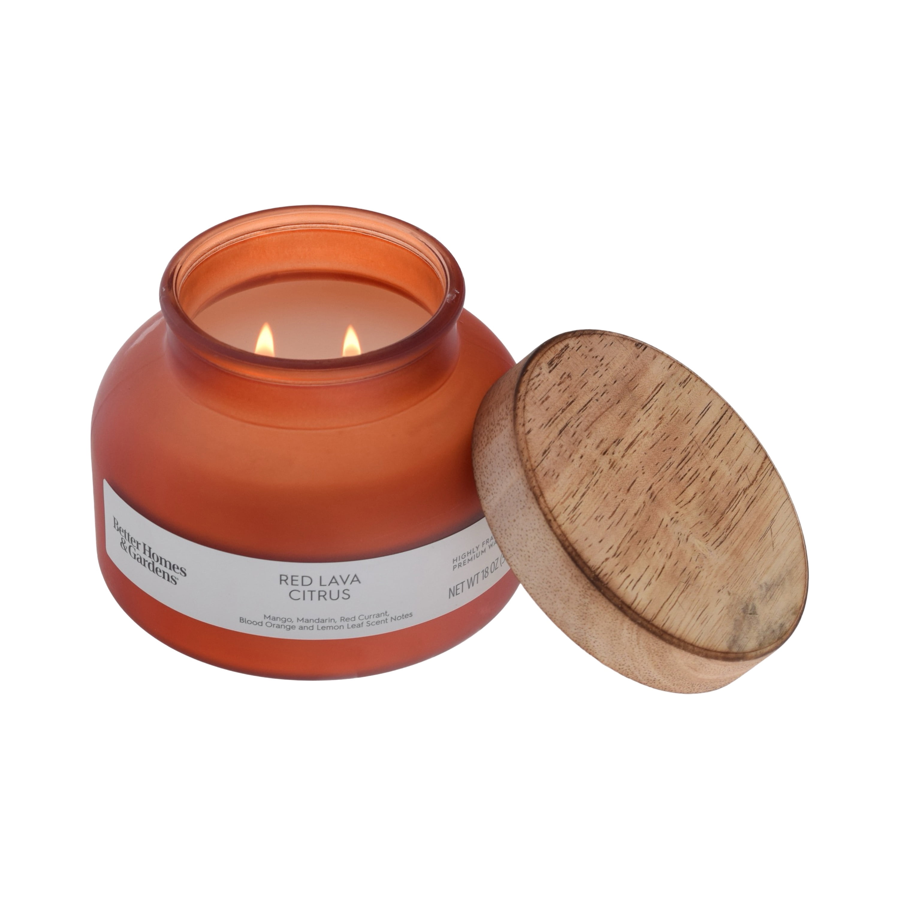 (2 pack) Better Homes and Gardens Red Lava and Citrus Scented 2-Wick Frosted Jar Candle 18oz.