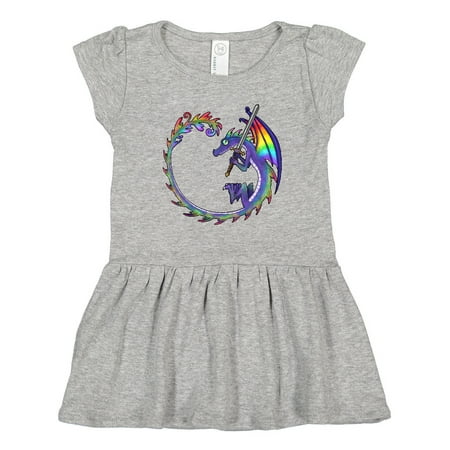 

Inktastic Rainbow Dragon with Sword Gift Toddler Girl Dress