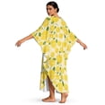 thumbnail image 2 of Xoenoiee Lemon Leaves Print Kaftan Dresses for Women Plus Size V Neck Caftans Long Batwing Sleeve Beach Cover Up High-Slit Summer Mumu Dresses, 2 of 7