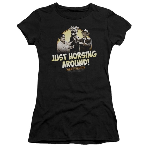 Abbott & Costello Horsing Around S/S Junior Women's T-Shirt Sheer Black