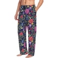 thumbnail image 2 of Uemuo Floral Pattern Men's Wide Leg Palazzo Lounge Pants with Pockets Light Weight Loose Comfy Casual Pajama Pants-, 2 of 9