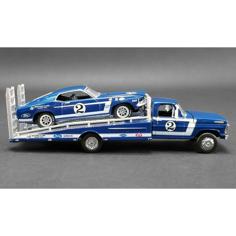 自動車 Dan Gurney Mustang ACME Ford F-350#2 Ramp Truck Blue and 1969 Ford Mustang Boss 302