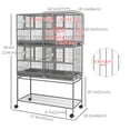 thumbnail image 3 of PawHut 61" Large Double Rolling Metal Bird Cage Bird House Grey, 3 of 9