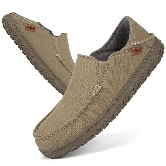 LongBay Men's Moccasin Slippers Comfy Memory Foam House Shoes for Indoor Outdoor