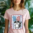 thumbnail image 5 of 4th of July Raccoon Shirt, Funny Animal Graphic Tee with Fireworks and Bow, White, Size XL, 5 of 6
