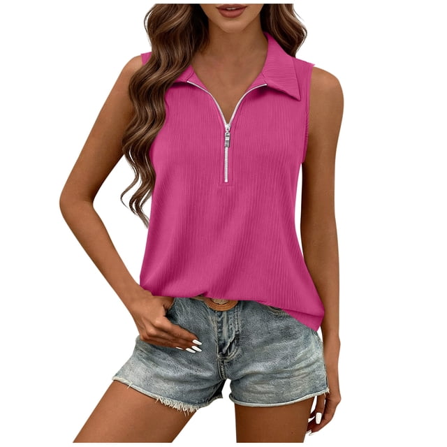Débardeurs d'Été pour Femmes Couleur Unie Col Sans Manches Camisole Polyester Décontracté Longueur Régulière