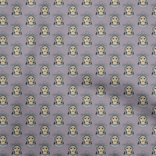 oneOone Cotton Poplin Lavender Fabric Goddess Durga Face Sewing Craft Projects Fabric Prints By Yard 42 Inch Wide