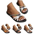 thumbnail image 6 of Rhinestones Slip on Sandals for Women 2025 Fashion Beach Casual Open Toe Flats Outdoor Dress Slippers, 6 of 7